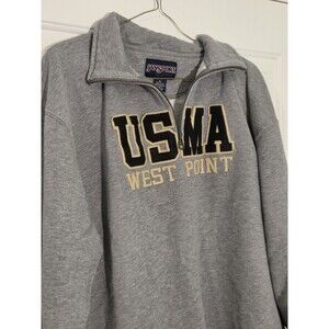 USMA West Point Pull Over Zipper Jansport Sweatshirt XL Grey Embroidered Retro